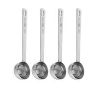 OUNONA Lot de 4 cuillères doseuses de 10 ml en acier inoxydable avec long manche, idéales pour le café, le lait, les fruits en poudre, le thé en vrac, les épices sèches, la cuisine, la