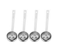 OUNONA Lot de 4 cuillères doseuses de 30 ml (2 cuillères à soupe / 1/8 de tasse) en acier inoxydable avec long manche, idéales pour le café, le lait, les fruits en poudre, le thé en vrac, les