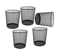 OUNONA Lot de 5 Poubelles Rondes en Métal Noir Ventilées, Faciles à Nettoyer, 9 L, Cuisine, Salle de Bain ou Bureau Moderne