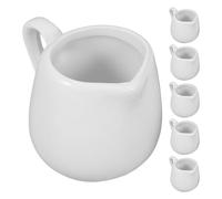 OUNONA Lot de 6 Petits Crémier en Céramique Blanche 50ml, Saucière Élégante Résistante aux Taches et Odeurs, Pichet Hygiénique pour Maison et Fêtes