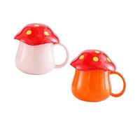 OUNONA Mug Café Créatif Poignée Forme Champignon Lot de 2 Tasses en Céramique Design Cartoon Délicat pour Boutique de Desserts ou Café