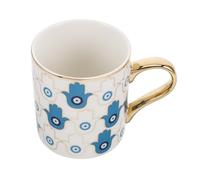 OUNONA Mug en Porcelaine Œil Maléfique, Tasse Café Céramique | Poignée Confortable, Finition Lisse et Style Boho, pour Petit Déjeuner, Bureau, Eau et Boisson Froide