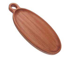 OUNONA Ovale Plateau de Service en Bois avec Poignées Cuisine | Texture Veinée, Finition Lisse, Format Marron, Usage Maison et Réception, Lot