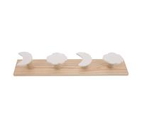 OUNONA Patère Murale en Bois Naturel avec 4 Crochets Nuage et Lune, Porte-manteau pour Filles et Garçons, Décoration Fonctionnelle pour Cuisine et Chambre Bébé