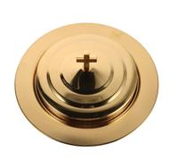 OUNONA Plateau de Communion : Plateau à Pain en Acier Inoxydable doré - 20 cm de diamètre intérieur - Plat d'offrande pour Le culte chrétien