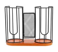 OUNONA Porte-gobelets et couvercles à café - Organiseur avec base en bois, 3 compartiments pour ranger gobelets en carton, pailles et couvercles.