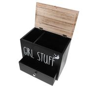 OUNONA Porte-tampons décoratif pour salle de bain - Organisateur de produits d'hygiène féminine avec couvercle - Boîte de rangement en bois pour serviettes hygiéniques et tampons, accessoires