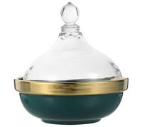 OUNONA Ramequin à Dessert en Céramique avec Couvercle Vert pour Maison | Bol à Pâtisserie, Verre et Céramique, Simple et Élégant, pour Fêtes, Conservation Alimentaire, Transport