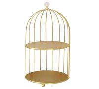 OUNONA Support de Rangement pour Cosmétiques et Produits de Soin en Fer Forgé Moderne Or à 2 Niveaux, Présentoir à Gâteaux Adapté au Bureau et Salle de Bain