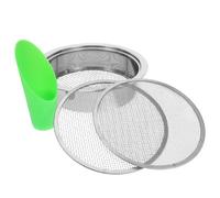 OUNONA Tamis de Jardin en Acier Inoxydable avec Pelle pour Compost et Sable | Double Maille, Structure Légère, Rangement Intégré, Ensemble avec Pelle Filtrante et Louche en Aluminium