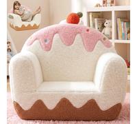 OUOZZZ Fauteuil Enfant 3-6 Ans, canapé chauffeuse en Sherpa Doux, Petit Sofa pour Chambre Fille ou garçon, Design Glace Blanc crème