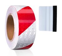 oupados 25m×5cm Bande Reflechissante Autocollante Ruban Avertisseur Ruban Adhésif Réfléchissant Rouge et Blanc aux Avertissements de Sécurité des Véhicules, aux Bâtiments et aux Marquages au Sol