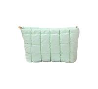 our fave Trousse de maquillage matelassée en cuir synthétique multi-fonctionnel, motifs diamants, plusieurs couleurs disponibles, vert clair, 25x16.5x6cm