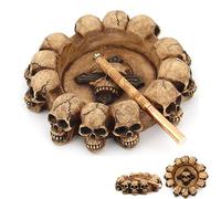 OURASHERO Cendrier en résine en forme de tête de mort - Cendrier effrayant avec 4 emplacements pour cigarettes - Décoration d'Halloween - Fantaisie effrayante pour fumeurs