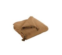 OUREA - Couvre-pied 150x150cm Capitonné Gaze de Coton Camel -