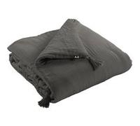 OUREA - Couvre-pied 150x150cm Capitonné Gaze de Coton Granit - Altobuy G