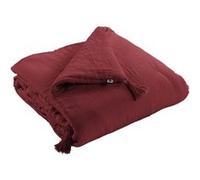 OUREA - Couvre-pied 150x150cm Capitonné Gaze de Coton Lie de Vin - Altobuy G