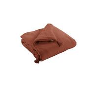 OUREA - Couvre-pied 150x150cm Capitonné Gaze de Coton Terracotta -