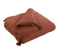 OUREA - Couvre-pied 150x150cm Capitonné Gaze de Coton Terracotta - Altobuy G