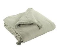 OUREA - Couvre-pied 150x150cm Capitonné Gaze de Coton Vert d'Eau - Altobuy Vert G