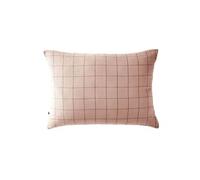 OUREA MOTIF - Taie d'Oreiller 50x70cm Gaze de Coton Guimauve à Grands Carreaux -