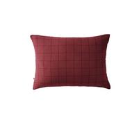 OUREA MOTIF - Taie d'Oreiller 50x70cm Gaze de Coton Lie de Vin à Grands Carreaux -