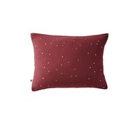 OUREA MOTIF - Taie d'Oreiller 50x70cm Gaze de Coton Lie de Vin à Pois Dorés -