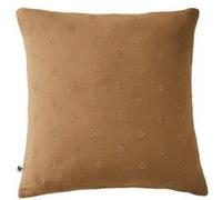 OUREA MOTIF - Taie d'Oreiller 60x60cm Gaze de Coton Camel à Fleurs Ajourées - Altobuy Marron G