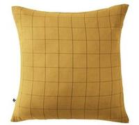 OUREA MOTIF - Taie d'Oreiller 60x60cm Gaze de Coton Safran à Grands Carreaux -