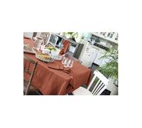 OUREA - Nappe Rectangulaire 150x350cm Gaze de Coton Terracotta - Altobuy Terracotta G