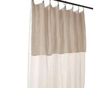 OUREA - Rideau Ajustable 140x300 cm Gaze de Coton Pampa + 8 Anneaux Pince