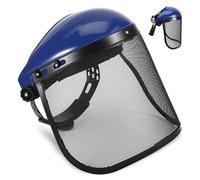 OurLeeme Protection du visage, casque avec visière en maille et bandeau réglable, léger, pour tondeuses et travaux de ponçage, protection contre les liquides et les éclats, bleu