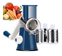 Ourokhome Râpe à fromage rotative,Mandoline ronde,Déchiqueteuse manuelle avec 3 lames de tambour,Moulin à noix rapide manuel de cuisine pour pommes de terre, carottes, noix, courgettes (bleu foncé)