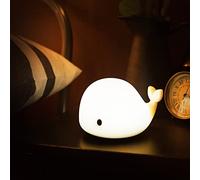 OURRY Veilleuse mignonne en forme de baleine pour enfants, veilleuse Kawaii pour bébé avec 7 LED changeantes, contrôle du robinet, veilleuse spongieuse, rechargeable par USB, cadeau d'anniversaire