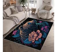 Ours Brun Fleurs Tapis 50 x 80 cm Rétro Animal Art Antidérapant Lavable Tapis de Sol Doux Facile d’Entretien Petit Rug de Chevet pour Chambre Entrée Q-329
