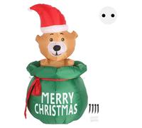 Ours de Noël gonflable de 1,5 m dans un sac cadeau avec éclairage LED, décoration de jardin, décoration extérieure gonflable, prise européenne, 220 V