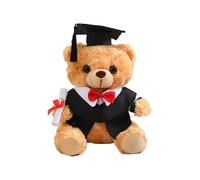 Ours de remise des diplômes - jouet moelleux en peluche, farcie de fête | 9,8 pouces Graduation, chapeau et robe de souvenir de robes pour la e 2025 étagères, décor de bureau étudi