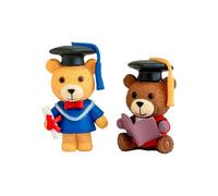 Ours en peluche de remise de diplôme - Figurine d'ours en 2 pièces, décoration de bureau en forme d'animal mignon, ours symbolique | Statue d'ours de table décorative pour , étudiants
