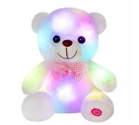 Ours en peluche lumineux à LED - Blanc - Veilleuse douce - 20,3 cm
