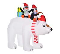 Ours Polaire Gonflable de Noël HOMCOM Polyester 227x113x206cm Blanc Rouge Noir