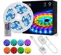 OUSFOT Bande LED 5M Bande LED RGB SMD 5050 150 LED avec télécommande changement de couleur autocollante pour décoration de Noël salle maison bar fête