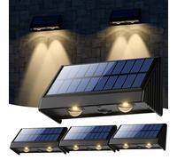 OUSFOT Lampe Solaire Exterieur (4 pièces) étanches 1200mAH 3200K blanc chaud Applique solaire d'extérieur Lampes solaires de clôture Lampes solaires pour balustrade Clôture Mur Jardin