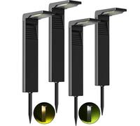 OUSFOT Lampe solaire extérieure 4 pièces, 32 LED Projecteur solaire Lampe de jardin étanche IP65, projecteur solaire avec 2 modes de température de couleur pour jardin, arrière-cour, pelouse, chemins