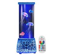 OUSHENG Lampe méduse en forme de bouteille 16 couleurs LED veilleuse avec | Décoration d'aquarium, flottante douce, USB ou pile, bureau, chambre à coucher, soulagement du stress, glace fissurée