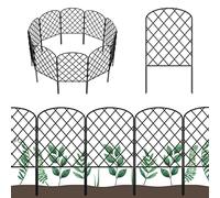 OUSHENG Lot de 10 clôtures de jardin décoratives, total 3 m (L) x 61 cm (H) - Bordure de barrière pour animaux - Panneau de clôture en fil métallique antirouille pour extérieur, terrasse, jardin,