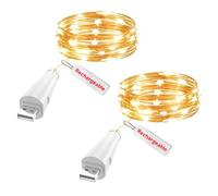 OUSMIN Guirlande Lumineuse LED USB Rechargeable, 2m 20 LED Fairy Lights, Fonctionne sur Piles pour Bocaux, Mariage, Décoration de Table & Noël