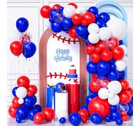 Ousuga Arche Ballons Rouge Bleu Blanc, 103Pièces Kit Guirlande Ballon Blanc Rouge Bleu Confettis Garçon Fille Hommes Femmes Baby Shower Mariage Anniversaire Nuptiale Douche Graduation Valentin Déco