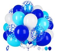 Ousuga Ballons Bleu et Blanc, 30 Pièces 12 Pouces Bleu Clair Royal Confettis Bleus et Blanc Latex Ballon Baudruche pour Enfant Filles Garçons Fête Anniversaire Baby Shower Mariage Baptême Décoration