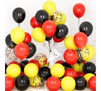 Ousuga Ballons Rouges et Noir Jaunes, 30 Pièces 12 Pouces Noir Jaune Rouge Confettis Latex Hélium Ballon pour Filles Garçons Enfant Fête Anniversaire Baby Shower Mariage Baptême Festival Décoration