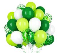 Ousuga Ballons Vert Blanc 50 Pièces 12 Pouces, pour Anniversaire Enfant Noël Nouvel An Thème Jungle Animaux Sauvages Fêtes Décoration
